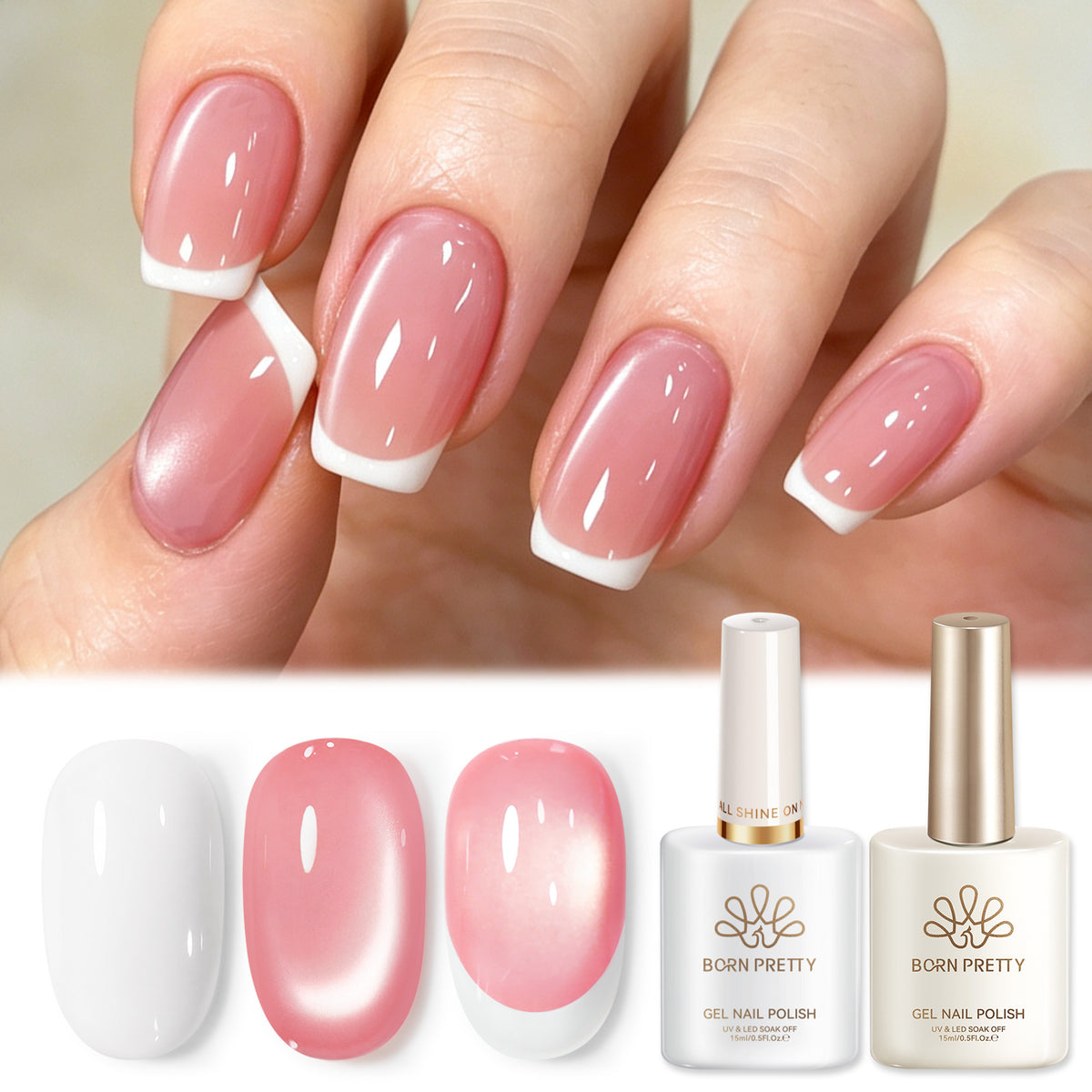 2pcs Set French Cat Magnetic Nails Kit #11