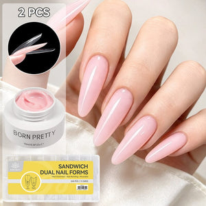 Low Heat Builder Gel & Dual Nail Forms Set Gel Nail Polish BORN PRETTY LH03 Pink & 240pcs Oval 