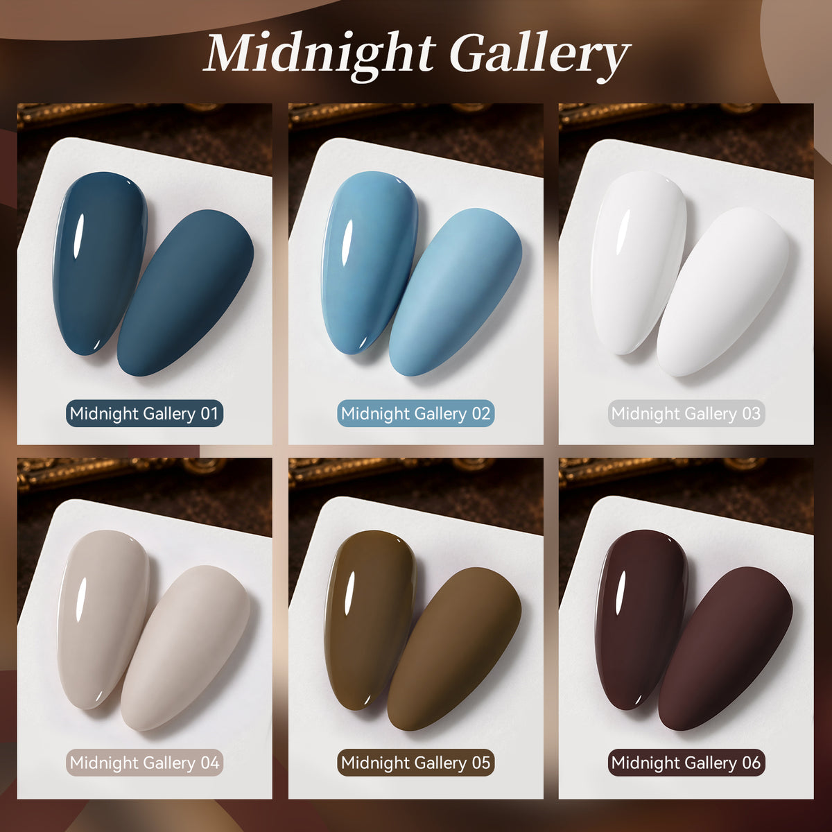 6 Colors Gel Polish Set S71 Midnight Gallery 7ml