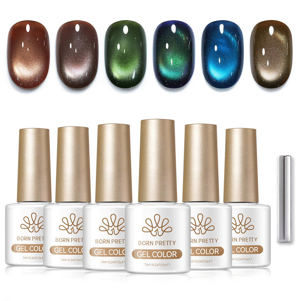 6 Colors Glass Cat Magnetic Gel M88 Tawny Moonlight 7ml