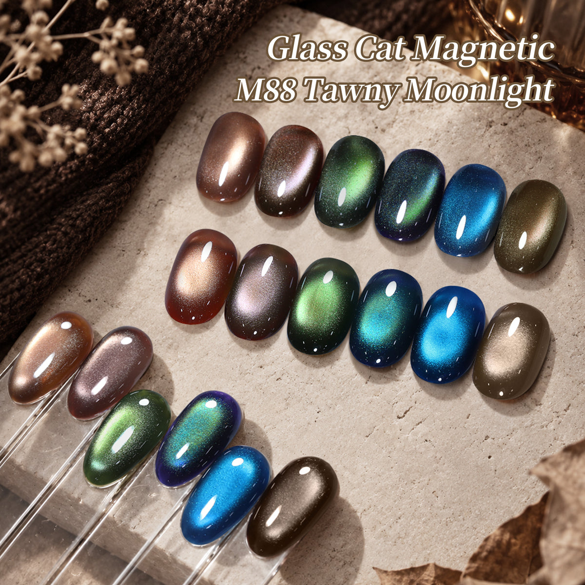 6 Colors Glass Cat Magnetic Gel M88 Tawny Moonlight 7ml