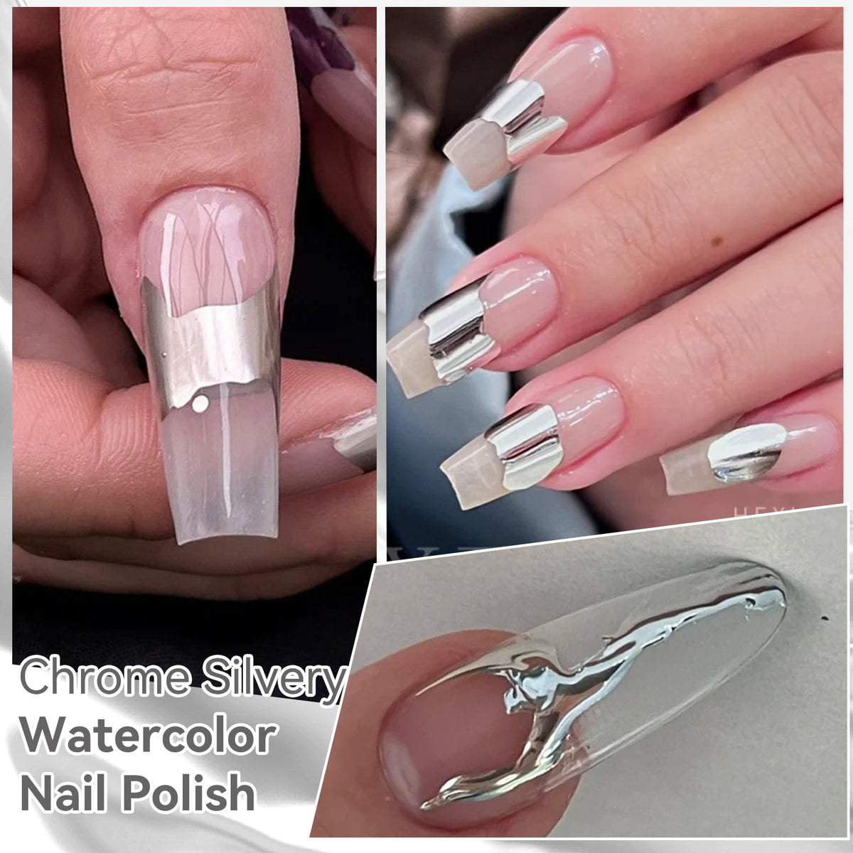 Vernis à Ongles Aquarelle Argenté Chromé 15ml