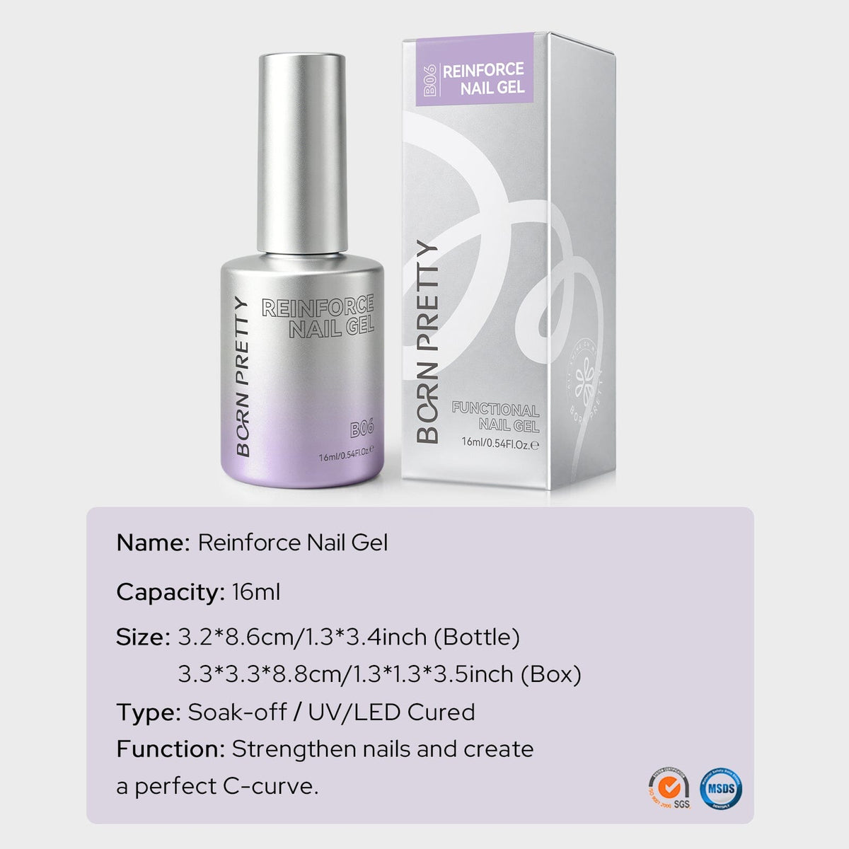 Reinforce Nail Gel B06 16ml Base & Top Coat BORN PRETTY 