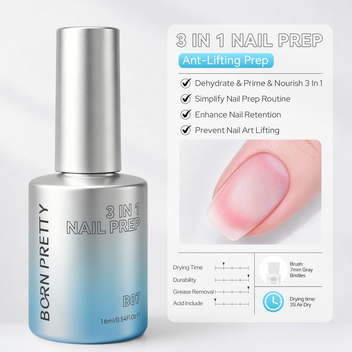 Lumora Series Function Gel 16ml Base & Top Coat BORN PRETTY 3 In 1 Nail Prep 