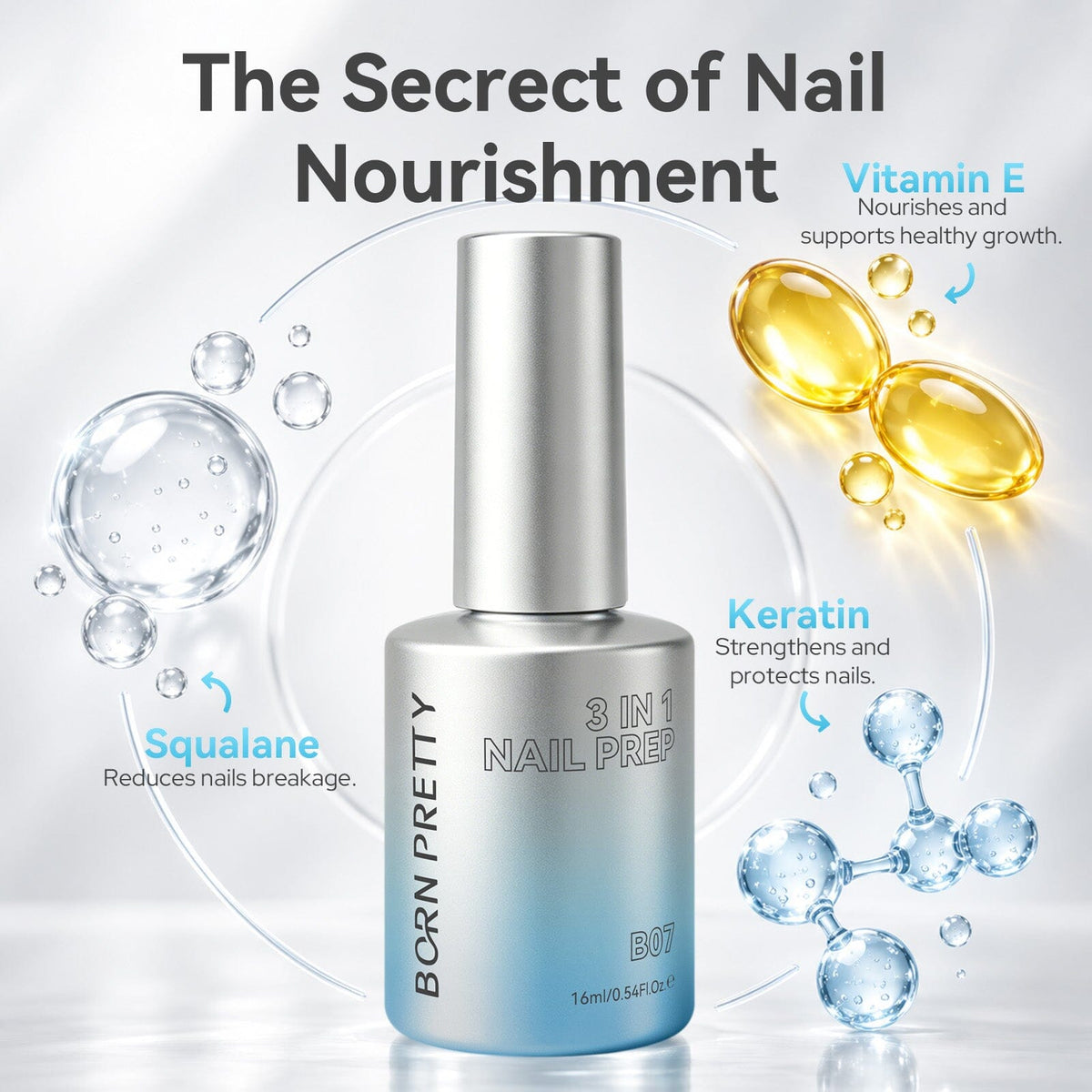 3 In 1 Nail Prep B07 16ml Base & Top Coat BORN PRETTY 