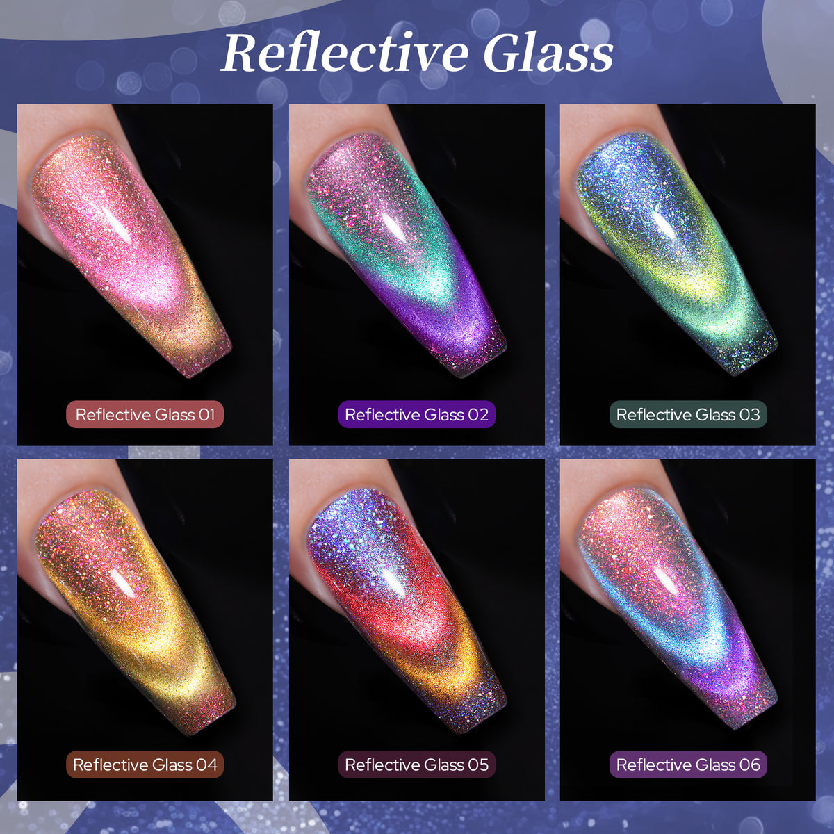 6 Colors Cat Magnetic Nail Polish - Reflective Glass 7ml