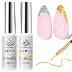 2 Bottles Gold & Platinum Silver Liner Gel 8ml