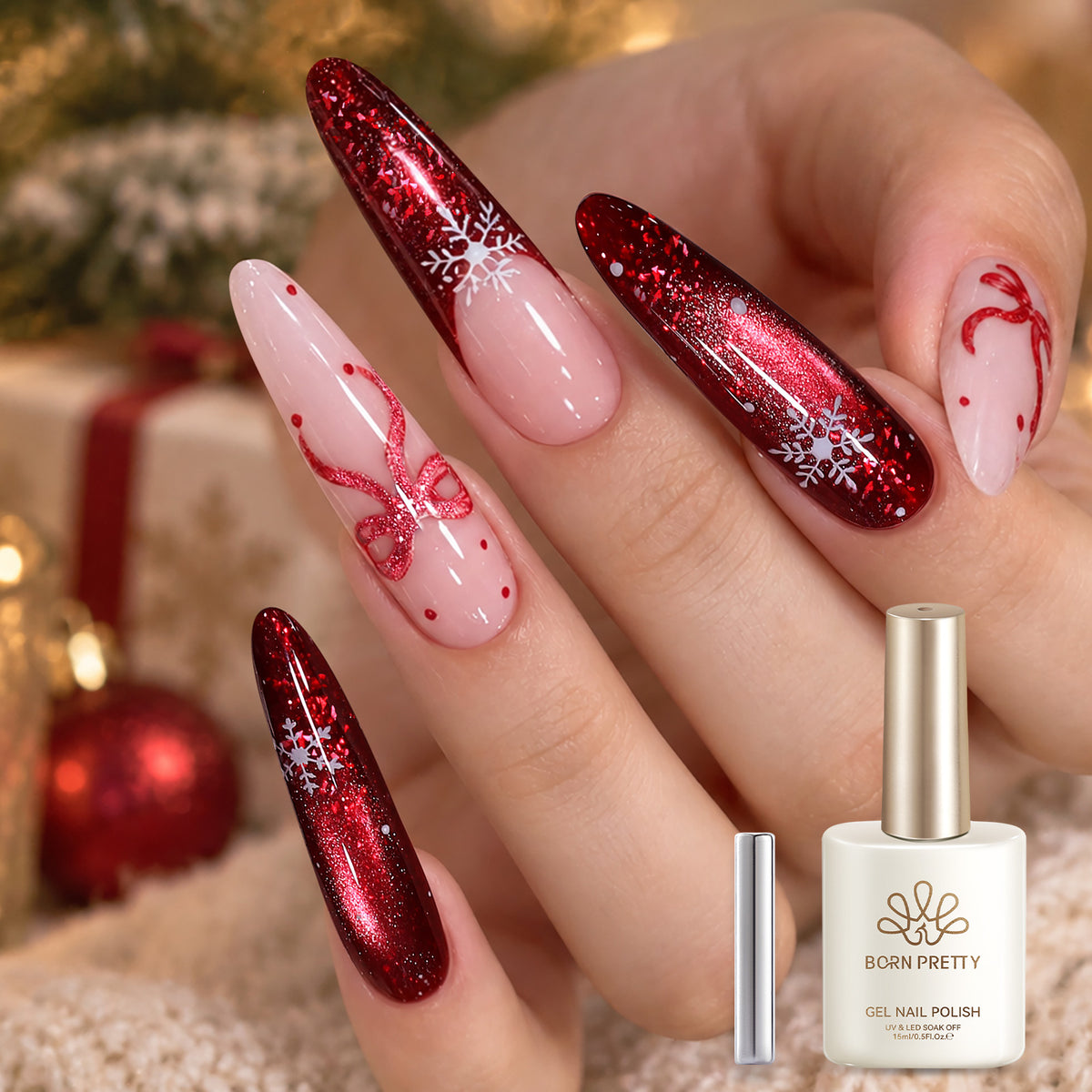 Glitter Cat Magnetic Gel MY716 Crimson Snow 15ml