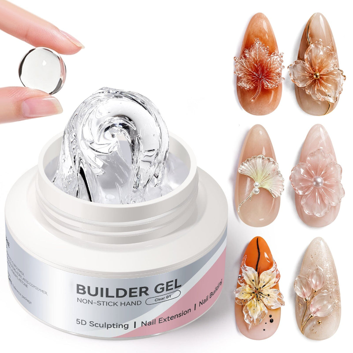 Non‑Stick Hand Builder Gel Clear #01 30g Extension Nail Gel BORN PRETTY 