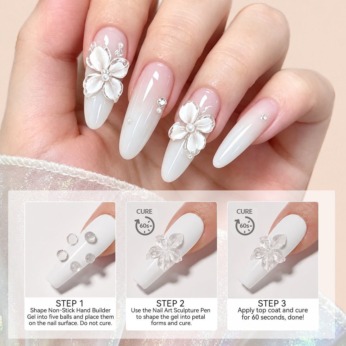 Non‑Stick Hand Builder Gel Milky White #02 30g Extension Nail Gel BORN PRETTY 