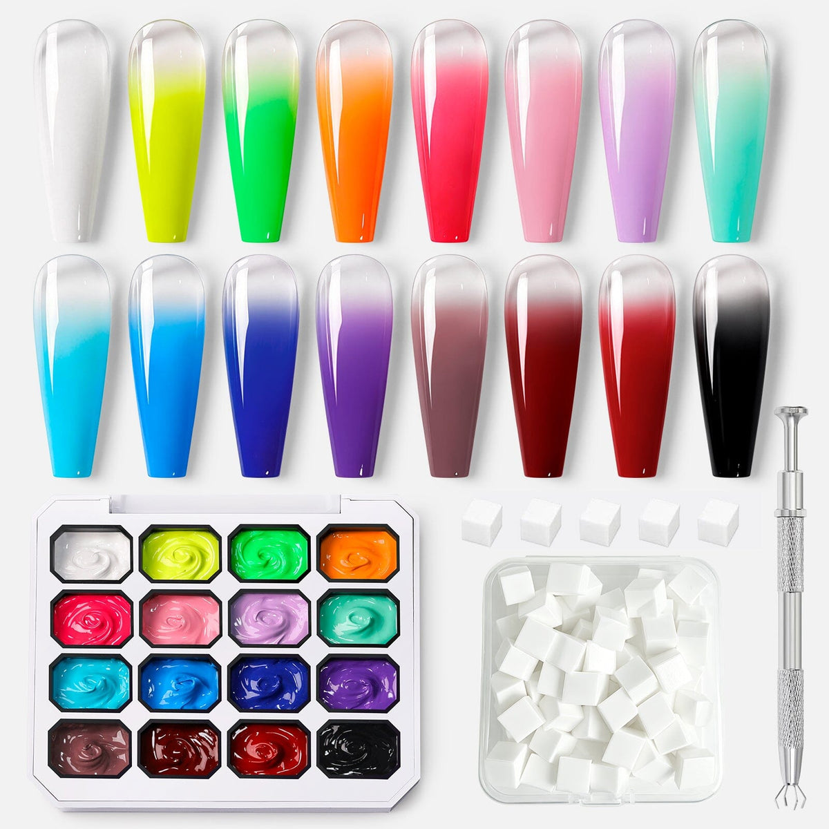 16 Colors Pat Painting Gel Set Luminous Cluster