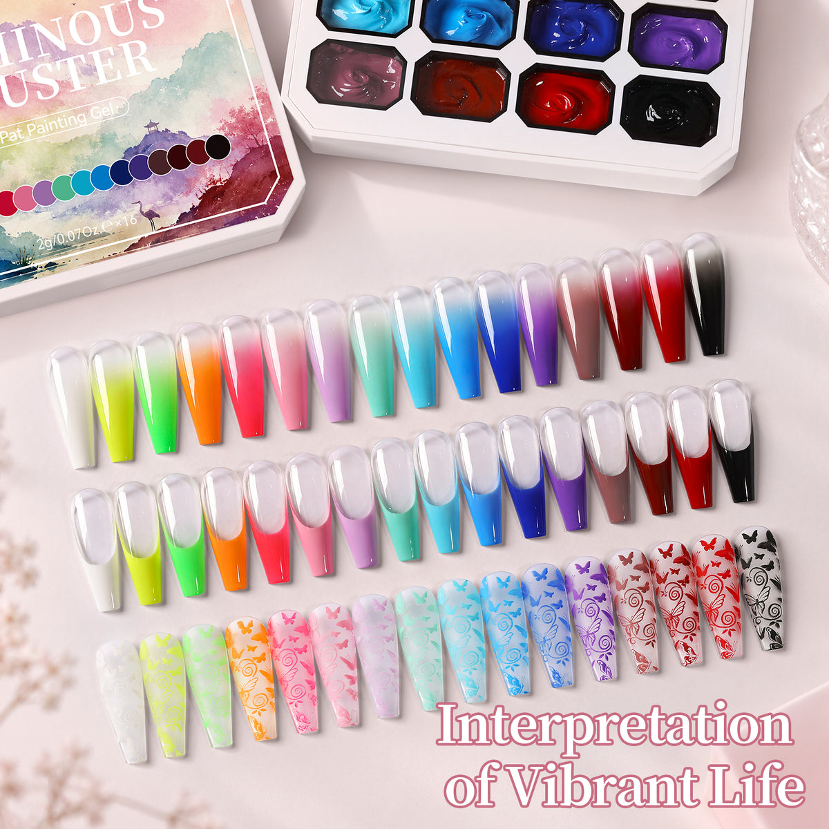 16 Colors Pat Painting Gel Set Luminous Cluster