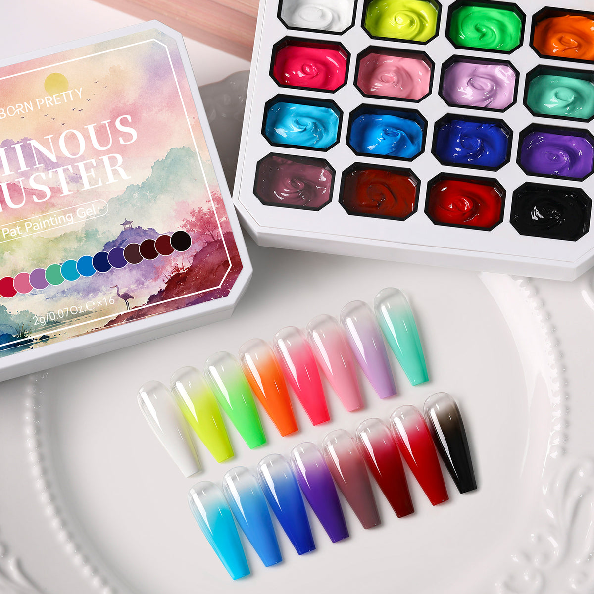 16 Colors Pat Painting Gel Set Luminous Cluster