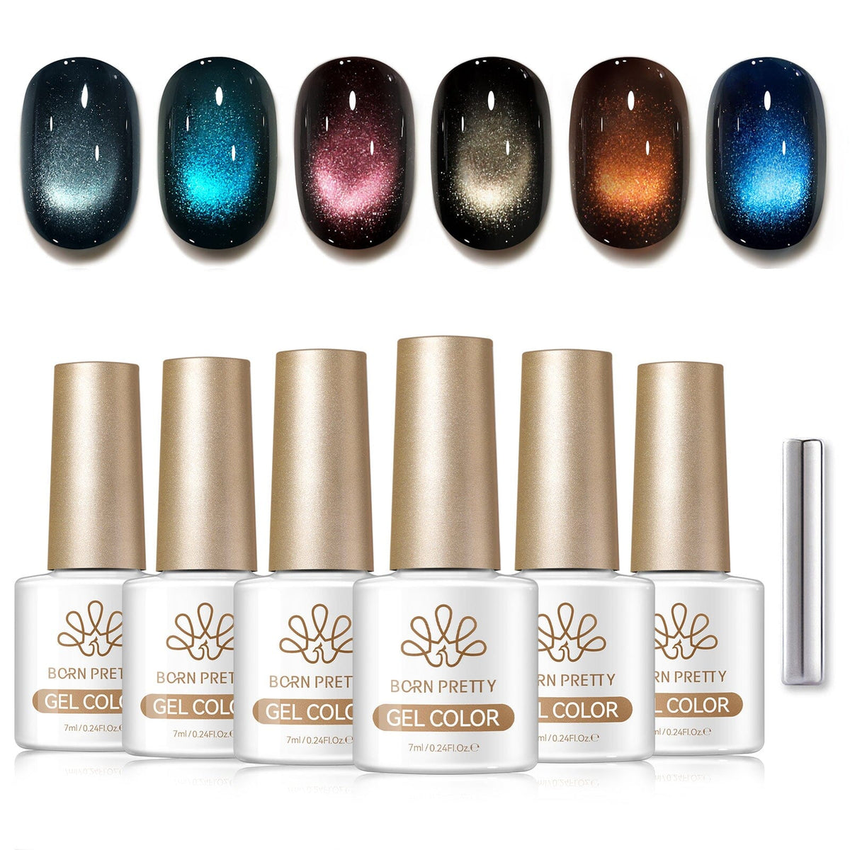 6 Colors Colored Cat Magnetic Gel M96 Dynamic Island 7ml Gel Nail Polish BORN PRETTY 