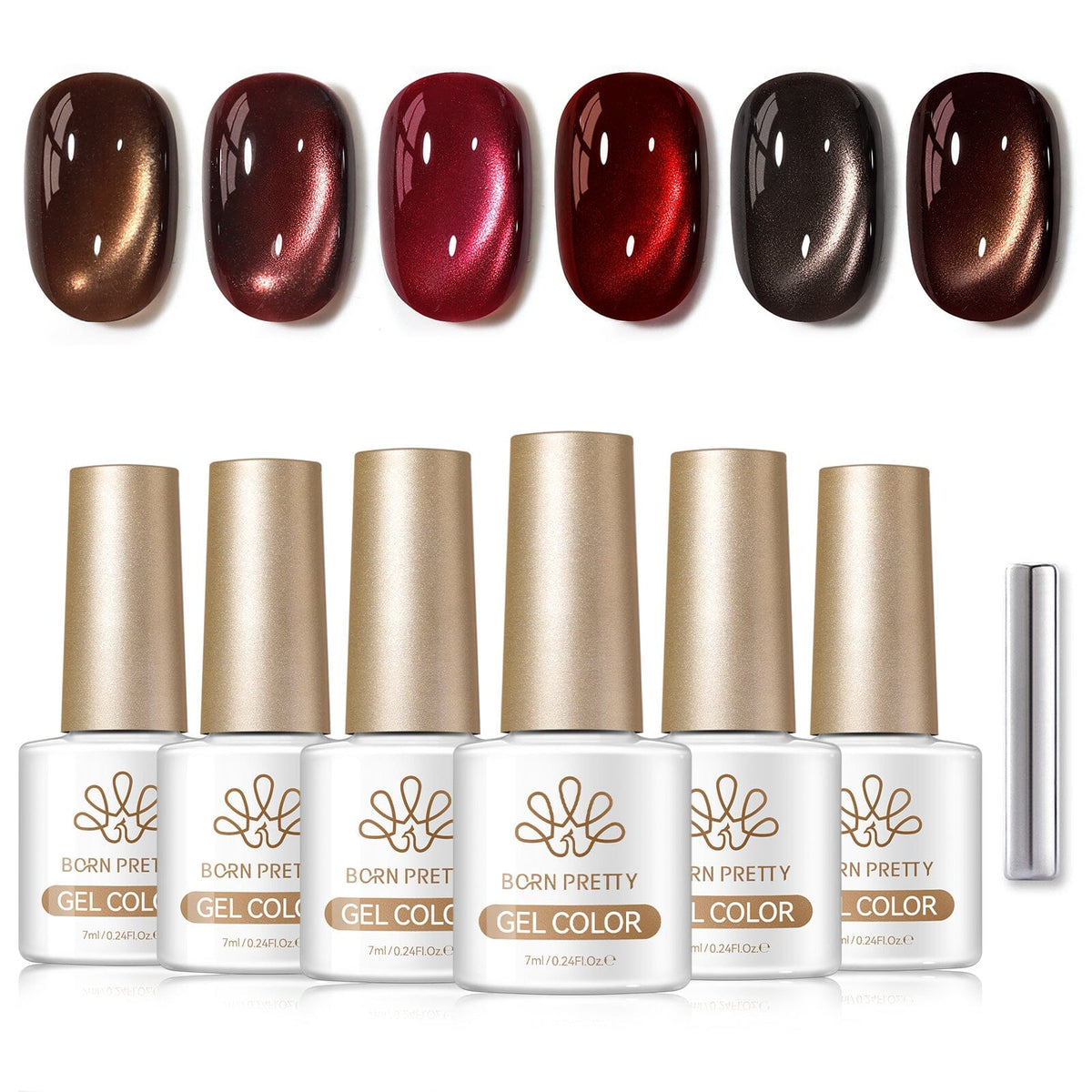 6 Colors Glass Cat Magnetic Gel M97 Amber Stone 7ml Gel Nail Polish BORN PRETTY 