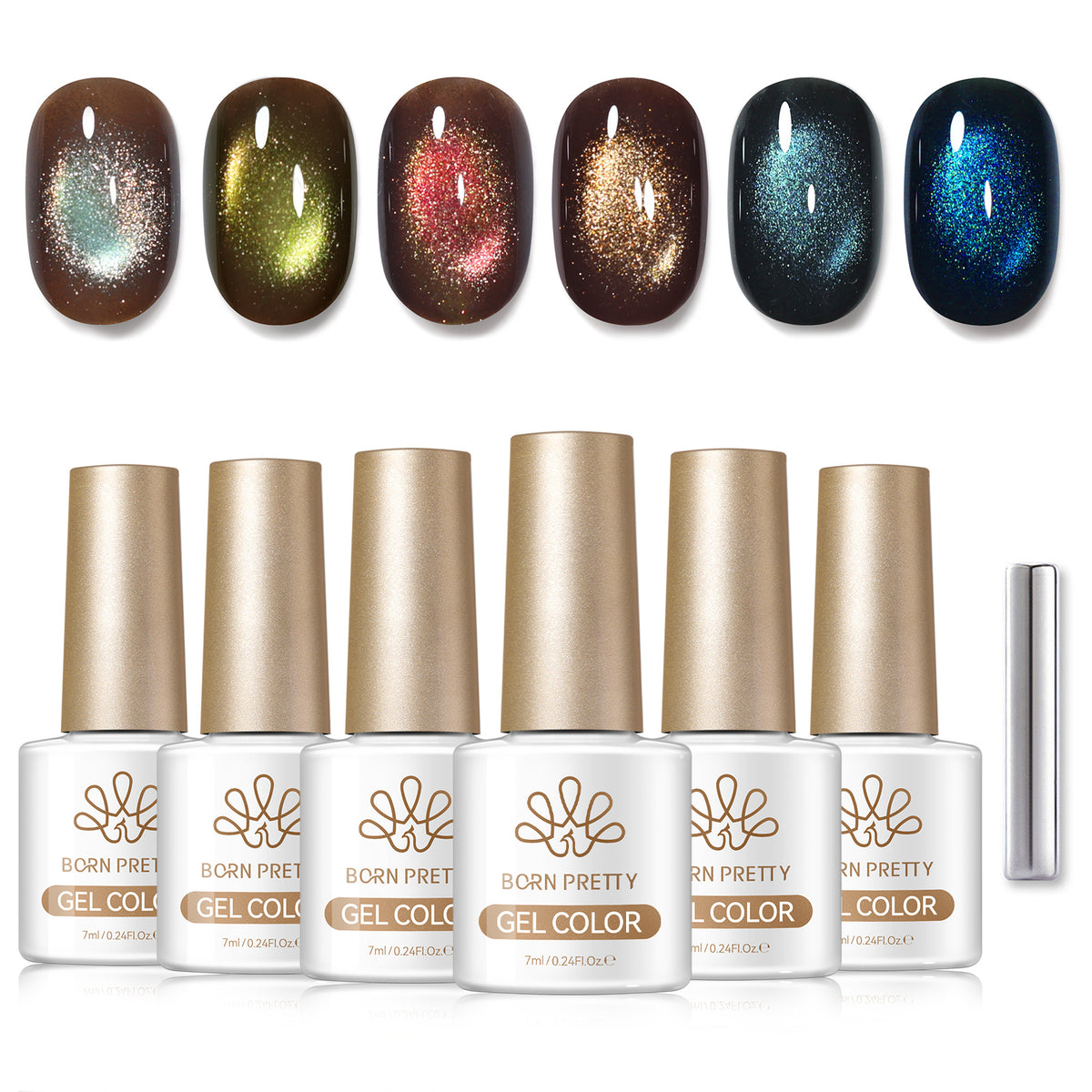 6 Colors Glass Cat Magnetic Gel M98 Desert Dusk 7ml Gel Nail Polish BORN PRETTY 