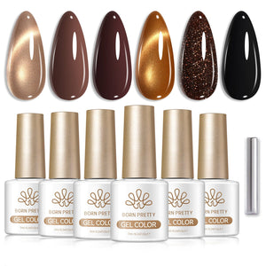 6 Colors Gel Set S79 Cocoa Crushed 7ml Gel Nail Polish BORN PRETTY 
