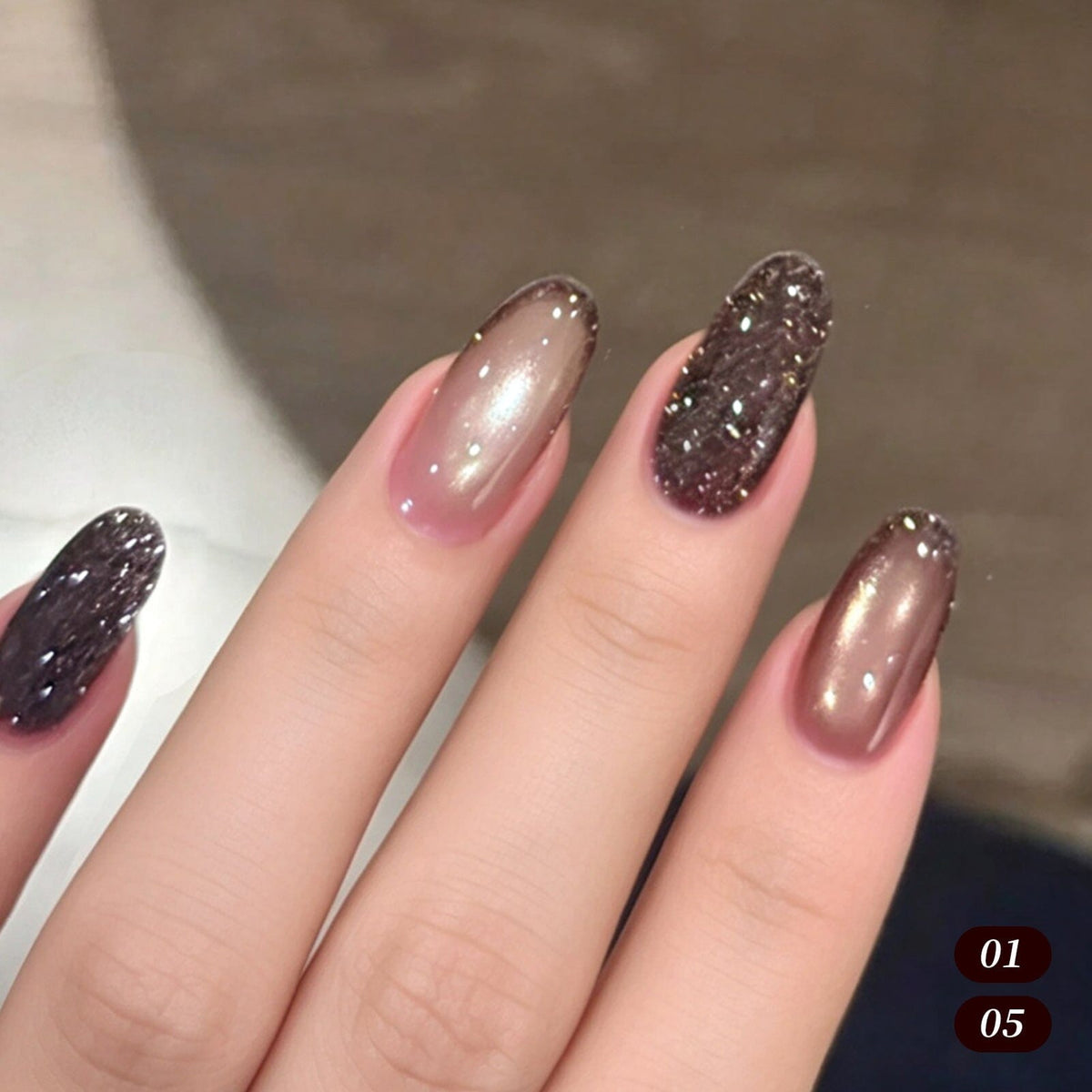 6 Colors Gel Set S79 Cocoa Crushed 7ml Gel Nail Polish BORN PRETTY 