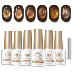 6 Colors Glass Cat Magnetic Gel M99 Sandalwood Brown 7ml Gel Nail Polish BORN PRETTY 