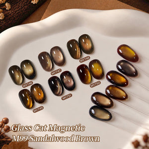 6 Colors Glass Cat Magnetic Gel M99 Sandalwood Brown 7ml Gel Nail Polish BORN PRETTY 