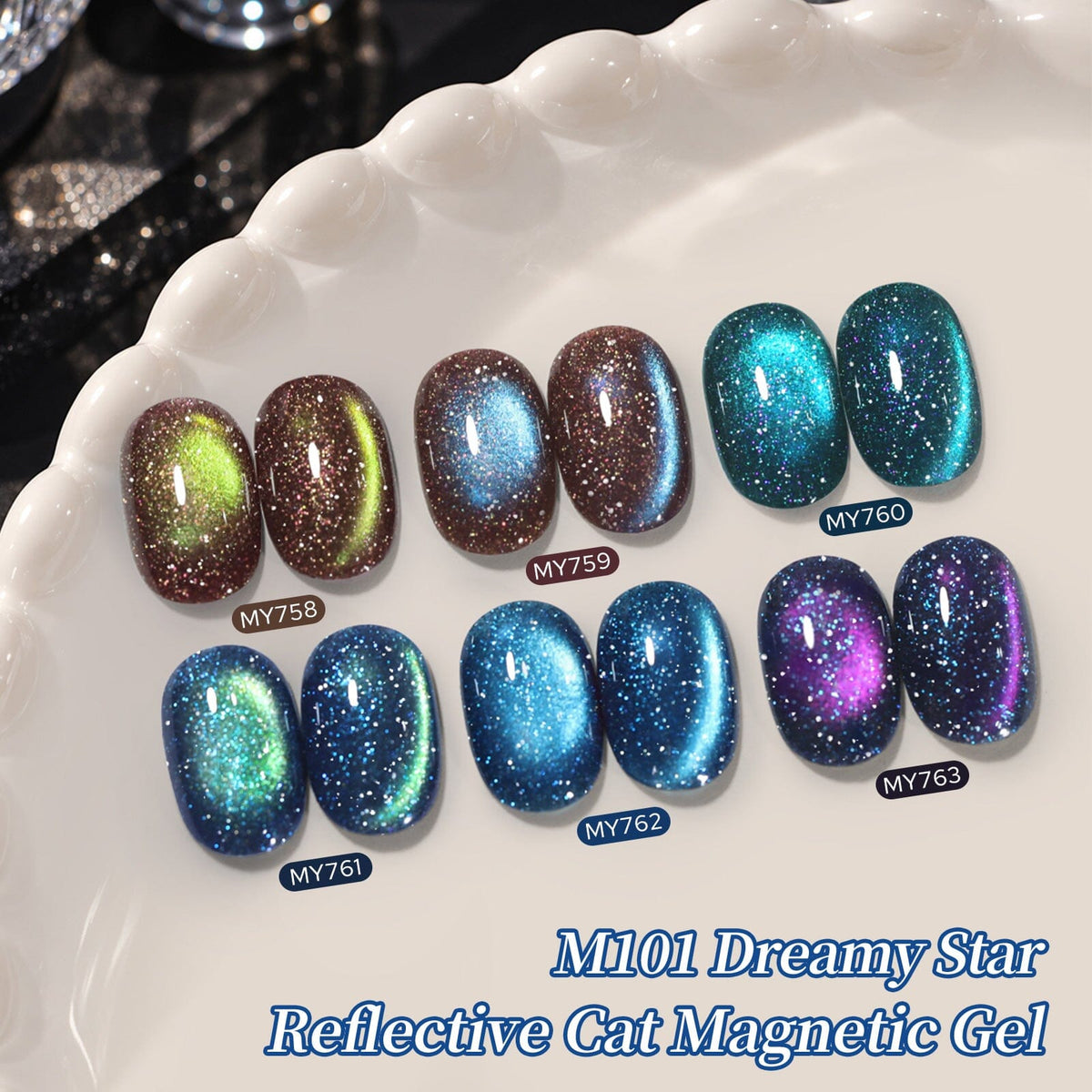 6 Colors Reflective Cat Magnetic Gel M101 Dreamy Star 7ml Gel Nail Polish BORN PRETTY 