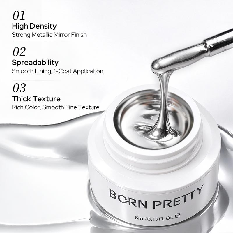 3D Metal Painting Gel Mirror Silvery 5ml Gel Nail Polish BORN PRETTY 