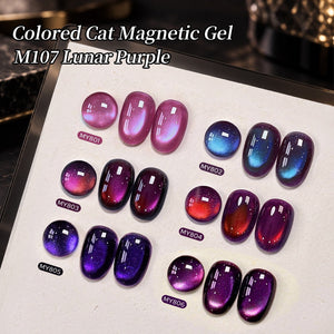 6 Colors Colored Cat Magnetic Gel M107 Lunar Purple 7ml Gel Nail Polish BORN PRETTY 