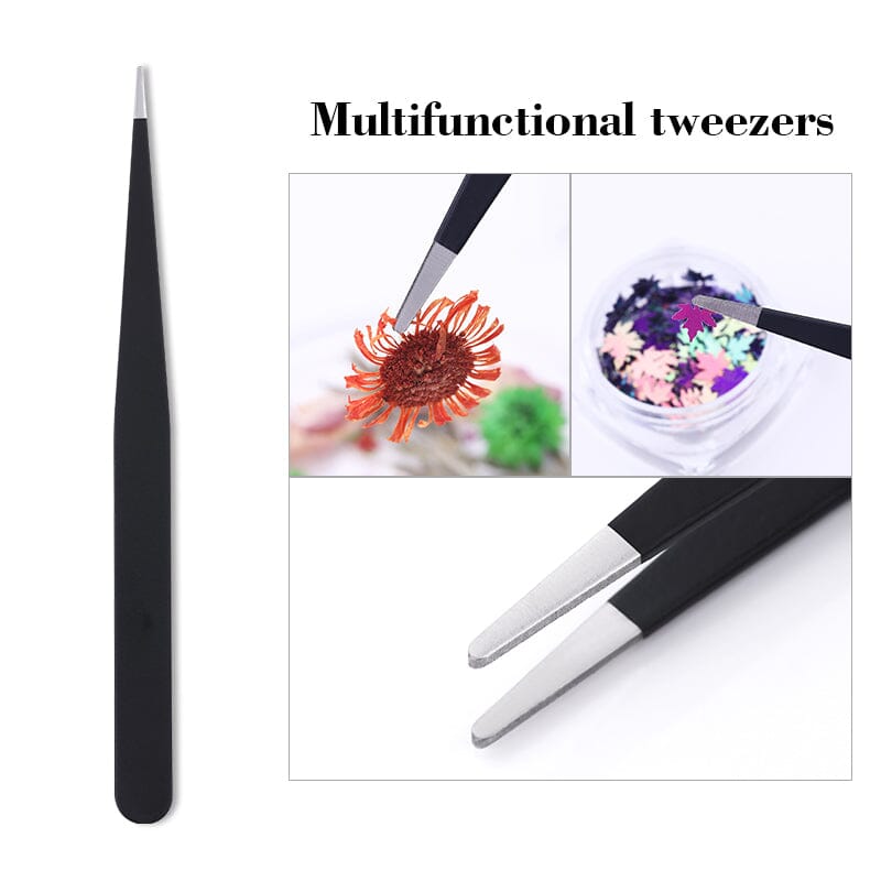 Black Straight Nail Tweezers Tools & Accessories No Brand 