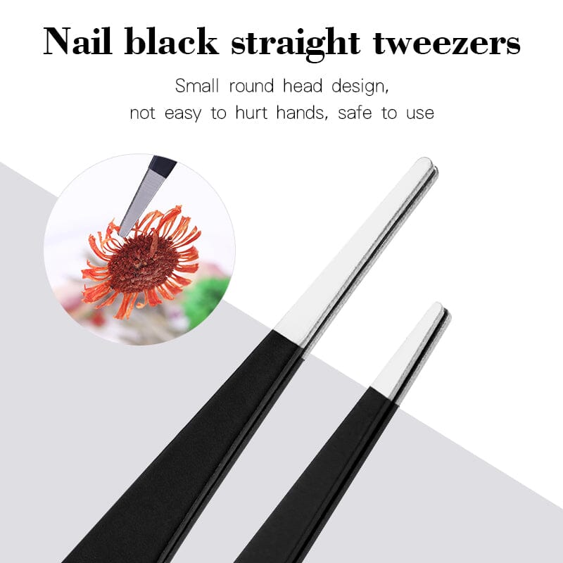 Black Straight Nail Tweezers Tools & Accessories No Brand 