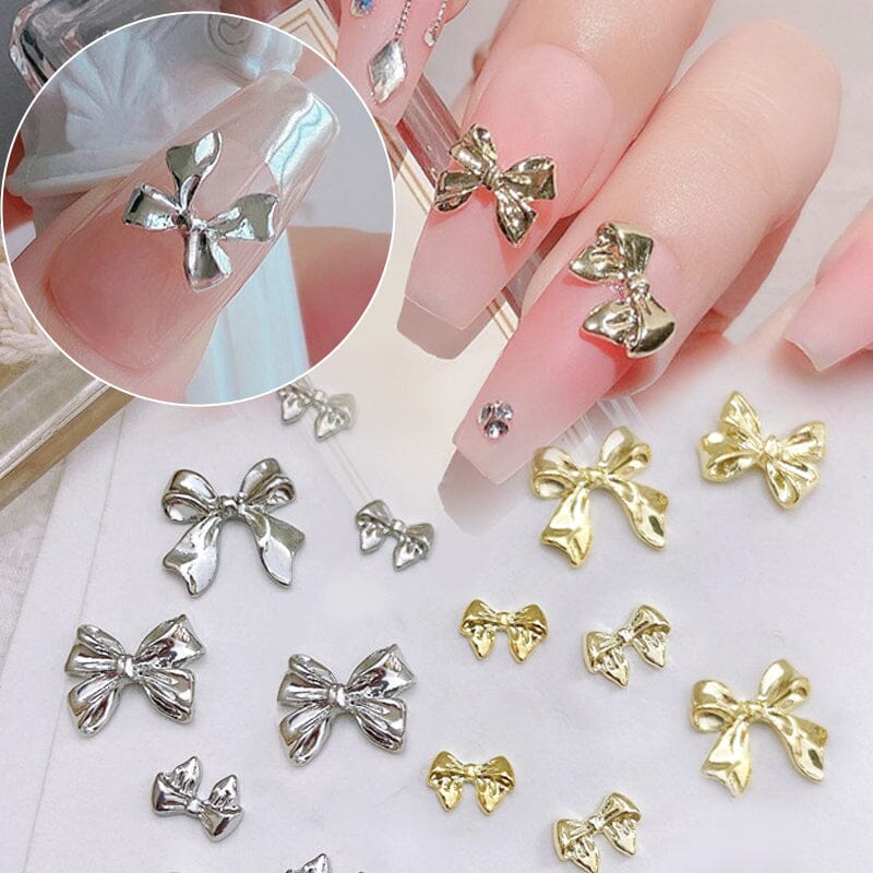 10pcs Bowknot Gold Silver Alloy Nail Decoration DIY Nails BORN PRETTY 