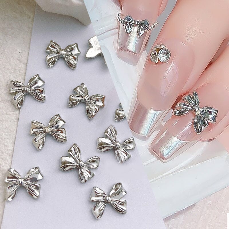 10pcs Bowknot Gold Silver Alloy Nail Decoration DIY Nails BORN PRETTY 