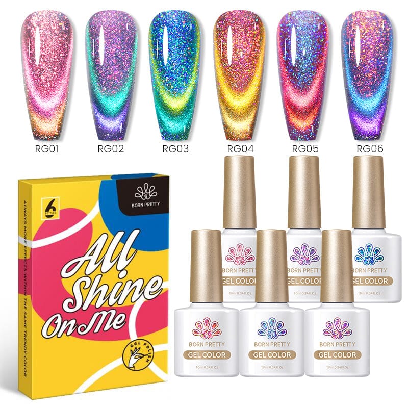 [US ONLY] 9D Glass Cat Megnetic Gel 6 Colors Set 7ml Gel Nail Polish BORN PRETTY 