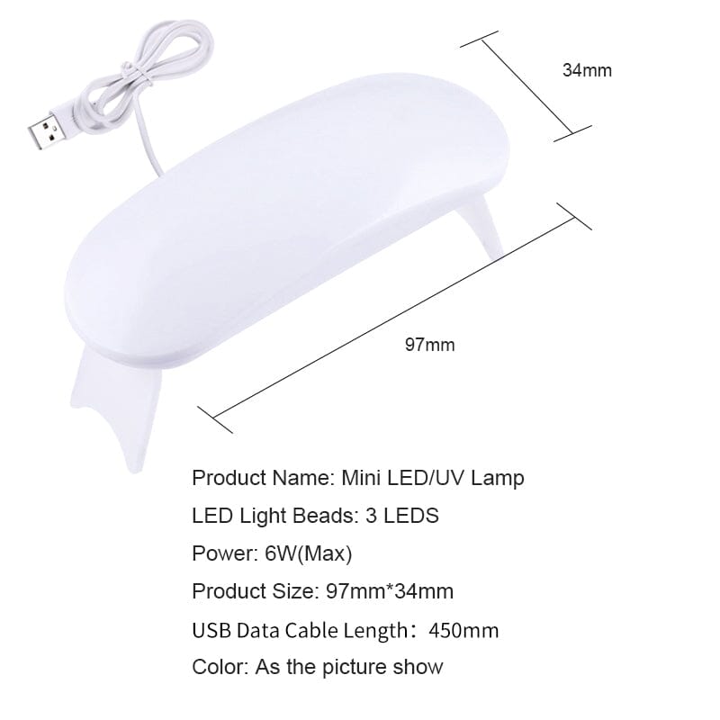 6W UV/LED Lamp Nail Dryer - White Nail Tools BORN PRETTY 