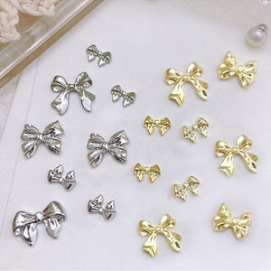 10pcs Bowknot Gold Silver Alloy Nail Decoration DIY Nails BORN PRETTY 6 Patterns 