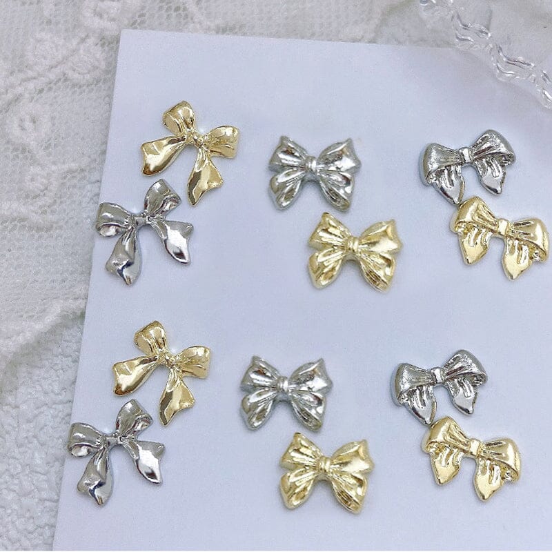 10pcs Bowknot Gold Silver Alloy Nail Decoration DIY Nails BORN PRETTY 
